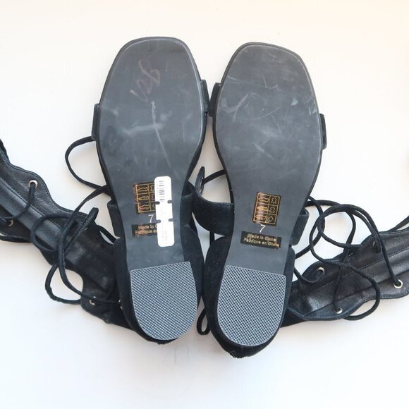 Jeffrey Campbell Bryndis Black Suede Leather Block Heel Lace-up Gladiator Sandal - Picture 8 of 13